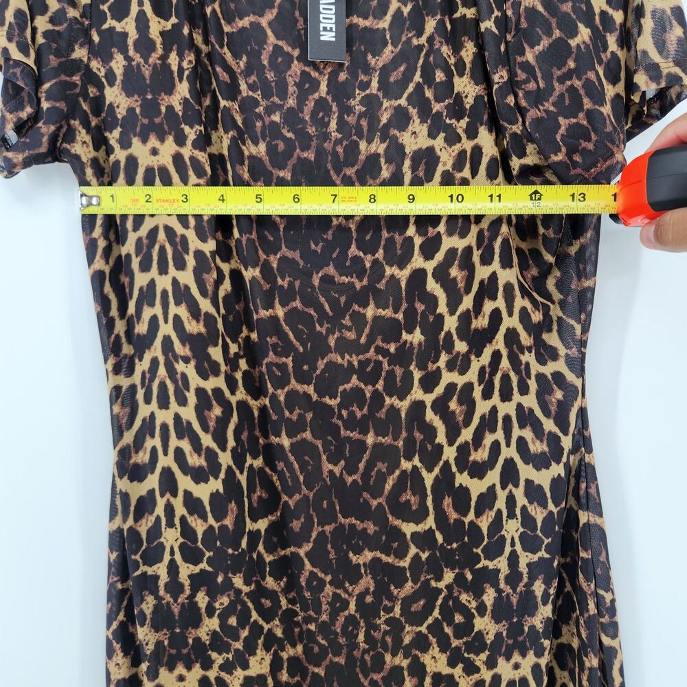 Steve Madden Women's Large Leopard Print Short Sleeve Hailee Dress NWT - Picture 7 of 10